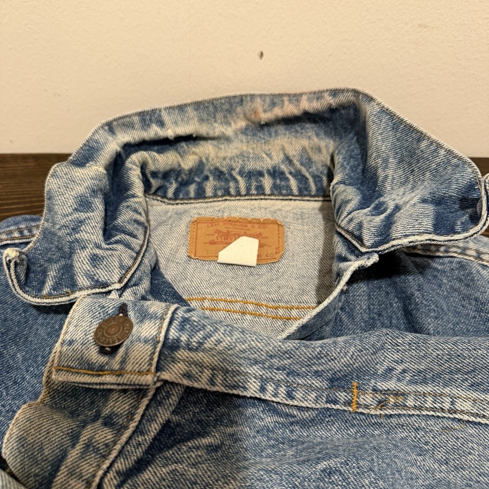 Levis Denim Jean Jacket Mens 40 Vintage 70505 0217 Trucker Red Tab USA Trucker - Picture 13 of 13